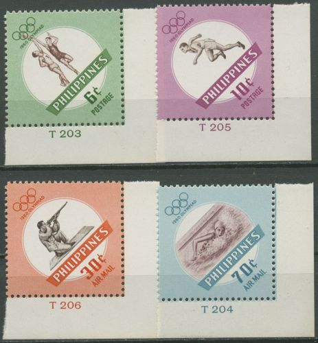 Philippinen 1960 Olympia Sommerspiele Rom 665/68 Ecken postfrisch,Druckvermerk