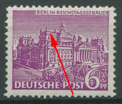 Berlin 1949 Berliner Bauten mit Plattenfehler 45 III mit Falz