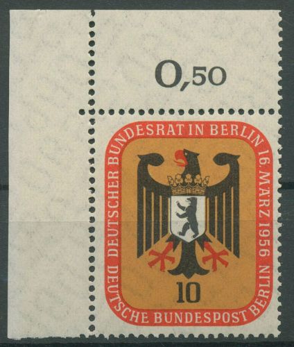 Berlin 1956 Deutscher Bundesrat in Berlin 136 Ecke 1 oben links postfrisch