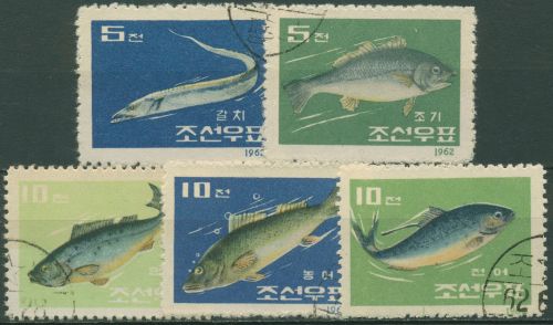 Korea (Nord) 1962 Tiere Meeresfische Tüpfelhering 408/12 gestempelt