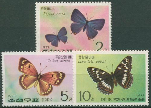 Korea (Nord) 1977 Tiere Insekten Schmetterlinge 1653/55 postfrisch