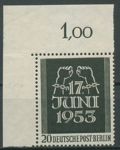 Berlin 1953 Volksaufstand 17. Juni in der DDR 110 Ecke 1 postfrisch, gefaltet