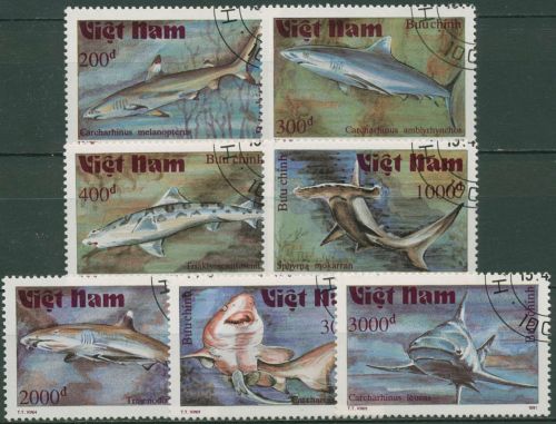 Vietnam 1991 Tiere Haie Riffhai, Bullenhai, Sandtiger 2309/15 gestempelt