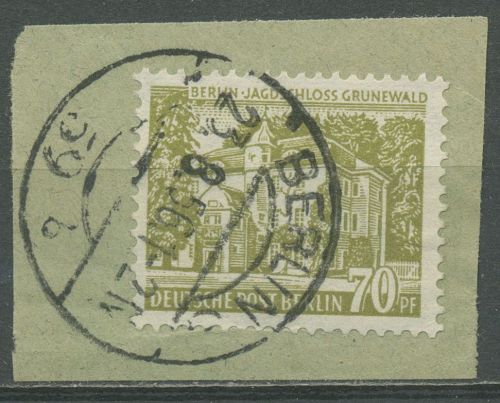 Berlin 1954 Berliner Bauten 123 mit BERLIN-Stempel auf Briefstück