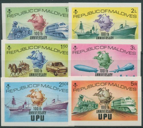 Malediven 1974 100 Jahre Weltpostverein (UPU) 514/19 B postfrisch