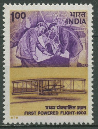 Indien 1978 Flugzeuge Motorflug Brüder Wright Doppeldecker 779 postfrisch