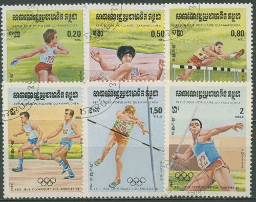 Kambodscha 1984 Olympische Sommerspiele Los Angeles 568/73 gestempelt