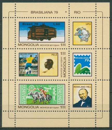 Mongolei 1979 BRASILIANA Pelé Rowland Hill Block 59 postfrisch (C97805)