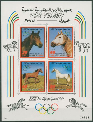 Jemen (Südjemen) 1983 Olympia´84 Los Angeles Pferde Block 11 postfrisch (C97857)
