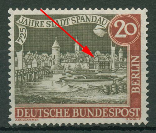 Berlin 1957 725 Jahre Stadt Spandau mit Plattenfehler 159 y IV postfrisch