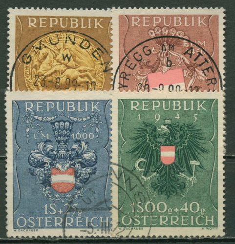 Österreich 1949 Kriegsgefangenenfürsorge Wappen 937/40 gestempelt