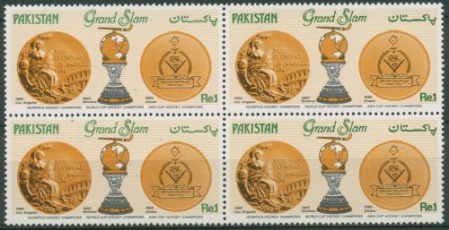Pakistan 1985 Erfolge der Hockey-Mannschaft 655 4er-Block postfrisch (C98147)