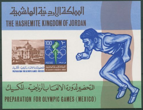 Jordanien 1967 Olympische Sommerspiele´68 Mexiko Block 40 postfrisch (C98159)