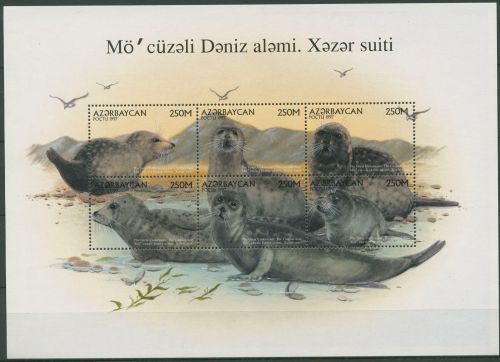 Aserbaidschan 1997 Tiere Robbe Kaspi-Robbe 378/83 K postfrisch (C98164)