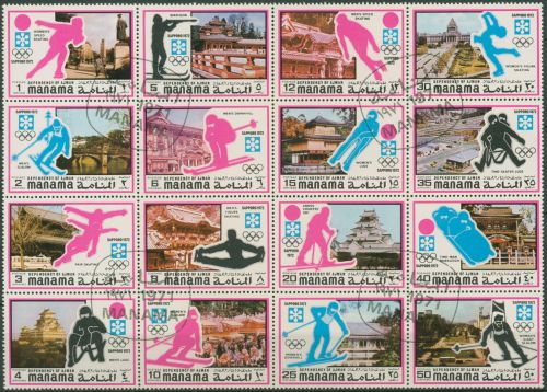Ajman/Manama 1971 Olympische Winterspiele Sapporo 376/91 ZD gestempelt (C98226)
