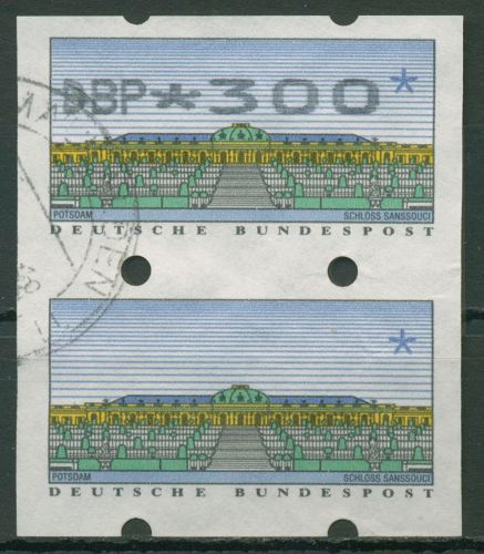 Bund ATM 1993 Automatenmarke Paar mit und ohne Werteindruck ATM 2.2.1 gestempelt