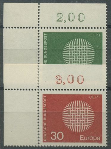Bund 1970 EUROPA CEPT 620/21 Ecke 1 oben links postfrisch (E208)