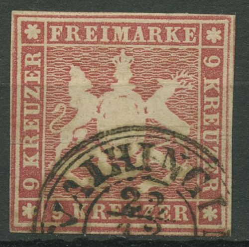 Württemberg 1857 Wappen 9 Kreuzer 9 a gestempelt, kl. Fehler