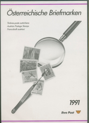 Österreich 1991 Jahresmappe der Post mit allen Ausgaben postfrisch (SG5771)