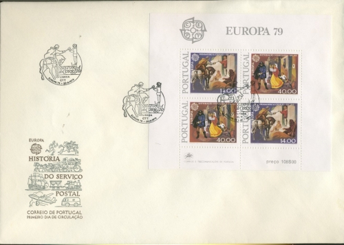 Portugal 1979 Europa, Postgeschichte Block 27 FDC (SG9047)