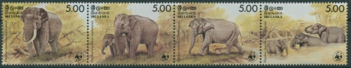 Sri Lanka 1986 WWF Naturschutz Ceylon-Elefant 753/56 ZD postfrisch (C24951)