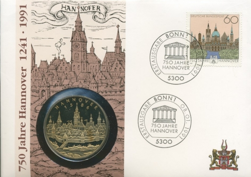 Bund 1991 750 Jahre Hannover Numisbrief mit Medaille (N623)