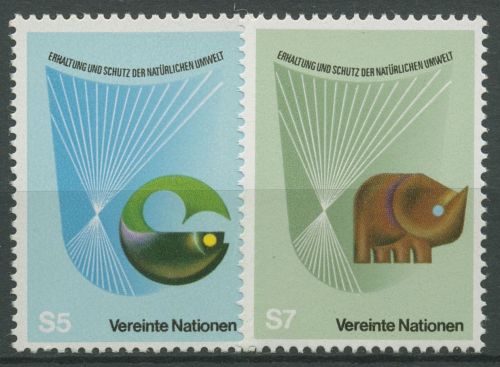 UNO Wien 1982 Umweltschutz Fisch Elefant 27/28 postfrisch