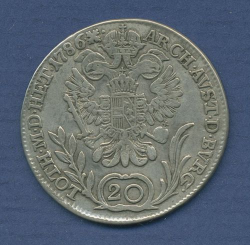 Haus Habsburg 20 Kreuzer 1786 B, Kremnitz, Joseph II., ss (m2828)