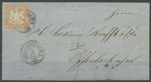 Württemberg Faltbrief 9 Kreuzer 19 ya, K 3 Schwenningen n. Offenbach (X40128)