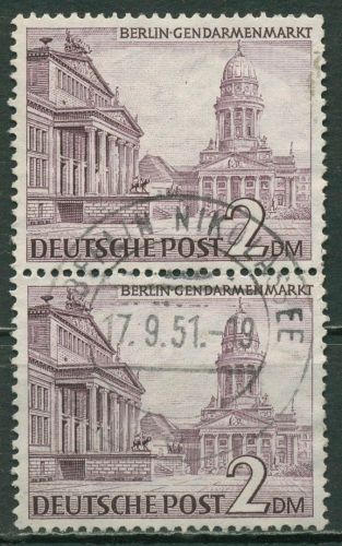 Berlin 1949 Berliner Bauten I senkrechtes Paar 58 gestempelt, Zahnfehler