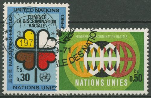 UNO Genf 1971 Gegen Rassendiskriminierung Kleeblatt 19/20 gestempelt