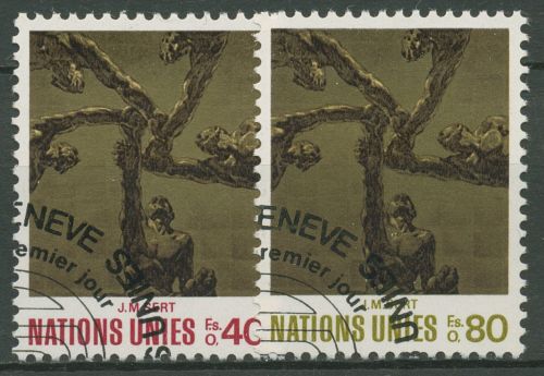 UNO Genf 1972 Kunstwerke Deckengemälde 28/29 gestempelt