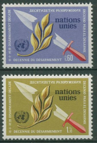 UNO Genf 1973 Abrüstung Lorbeerzweig Schwerrt 30/31 postfrisch