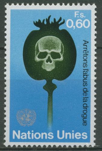 UNO Genf 1973 Drogenmissbrauch Totenschädel Mohn 32 postfrisch
