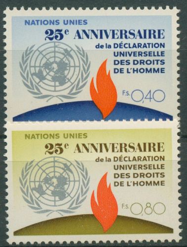 UNO Genf 1973 Erklärung der Menschenrechte Flammen 35/36 postfrisch