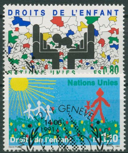UNO Genf 1991 Rechte der Kinder 202/03 gestempelt