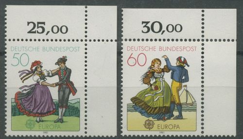 Bund 1981 Europa CEPT Folklore 1096/97 Ecke oben rechts postfrisch (E86)
