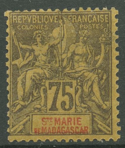 St. Marie de Madagascar 1894 Kolonial-Allegorie 12 mit Falz, kl. Fehler