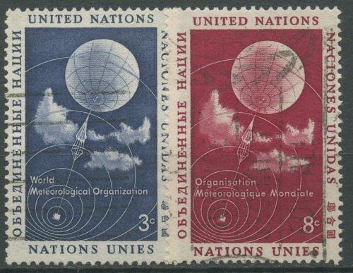 UNO New York 1957 Meteorologie Wetterballon 55/56 gestempelt