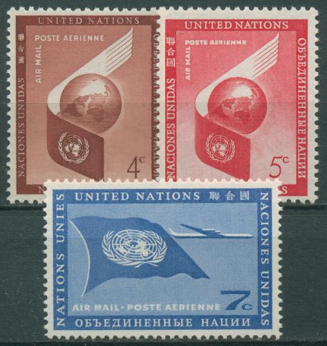 UNO New York 1957 Flugpostmarken Vogelschwinge 59/61 postfrisch