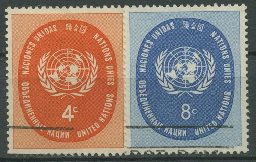 UNO New York 1958 UNO-Emblem 70/71 gestempelt