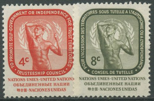 UNO New York 1959 Treuhandschaftsrat Bronzezeitalter Skulptur 80/81 postfrisch