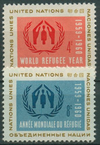 UNO New York 1959 Weltflüchtlingsjahr Emblem 82/83 postfrisch