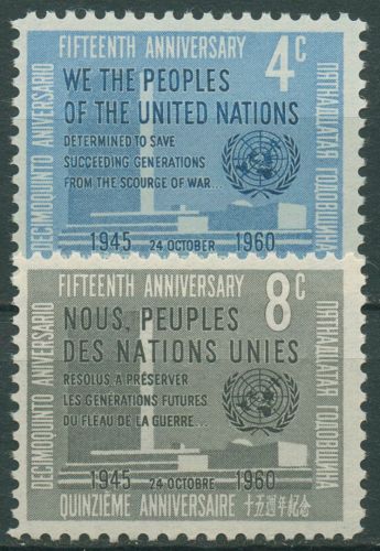 UNO New York 1960 15 Jahre Vereinte Nationen Charta 90/91 A postfrisch