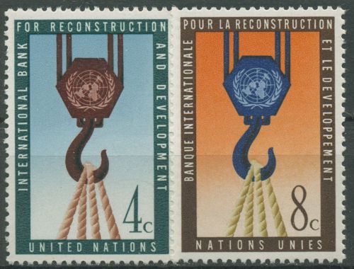 UNO New York 1960 Bank für Wiederaufbau IBRD Kranhaken 92/93 postfrisch