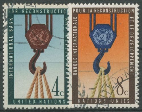 UNO New York 1960 Bank für Wiederaufbau IBRD Kranhaken 92/93 gestempelt