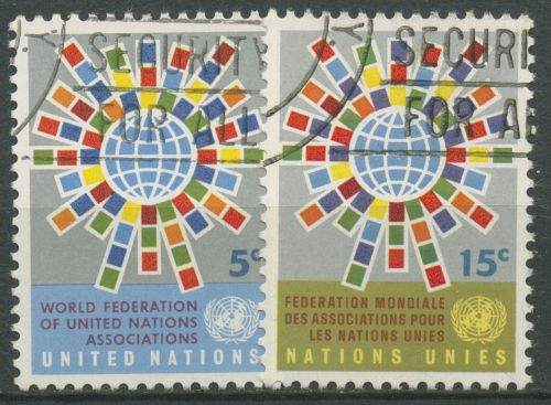 UNO New York 1966 Weltverband der Gesellschaften WFUNA 163/64 gestempelt