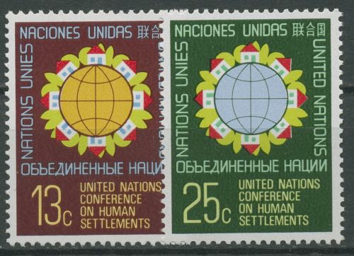 UNO New York 1976 Konferenz für Siedlungsbau HABITAT 297/98 postfrisch