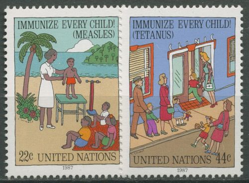 UNO New York 1987 Kinderschutzimpfungen Masern Tetanus 542/43 postfrisch