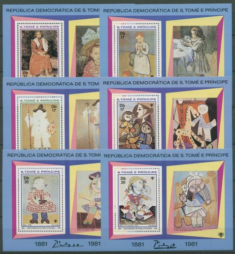 Sao Tomé und Principe 1981 Pablo Picasso Block 70/75 A postfrisch (C40169)
